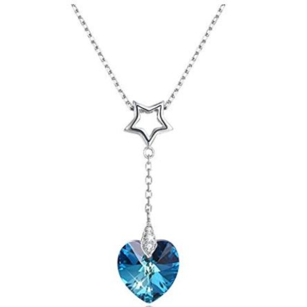 Sterling Silver Blue Heart Necklace